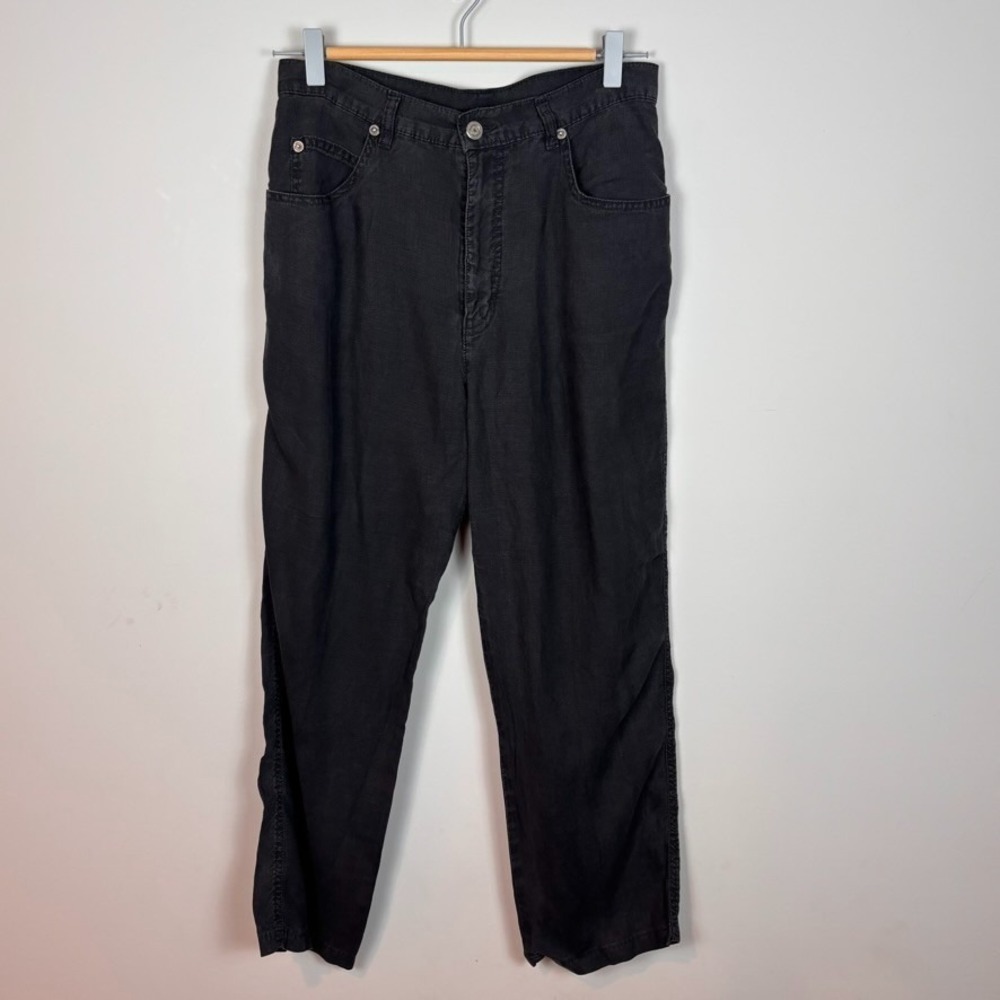 Country Road 100% Linen Black Straight Leg Crop Pants sz 10 (waist‎ 28") granola